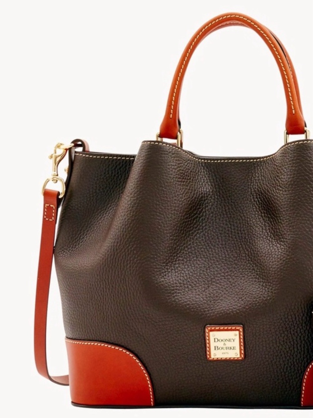 Dooney & Bourke Pebble Grain Brenna Tote Satchel Large Gray and brown leather